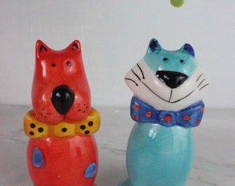 Rayware ceramics Skinny Cat Tall Dog Juego de salero y pimentero Cute Cat Cute Dog