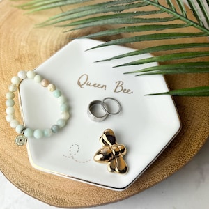 Queen bee trinket dish gold accent
