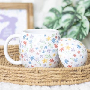 Spring Floral Print Egg Shaped Mug