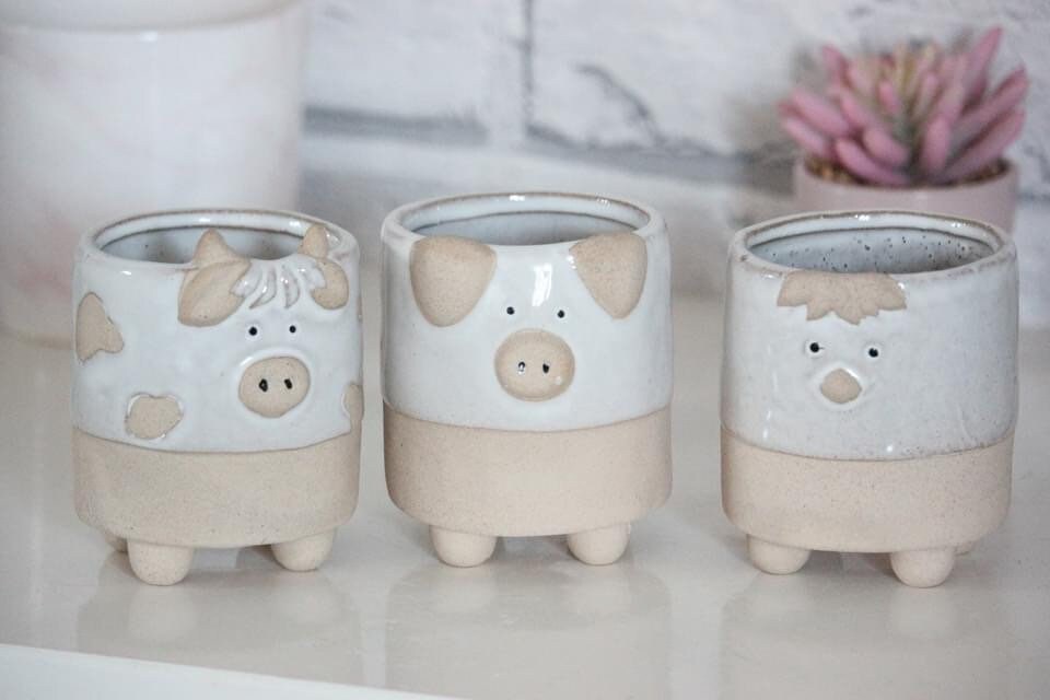 Pots de Plantes , Mini Jardinières Ferme, Mini Jardinières, d'animaux, Pot en Céramique Jardinière C