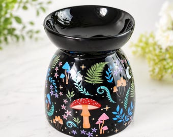 Kominek do wosku "Dark Forest", kominek do olejku grzybowego, podgrzewacz do wosku Cottagecore, ceramiczny podgrzewacz do świeczek, prezent w stylu leśnym, dom czarownicy