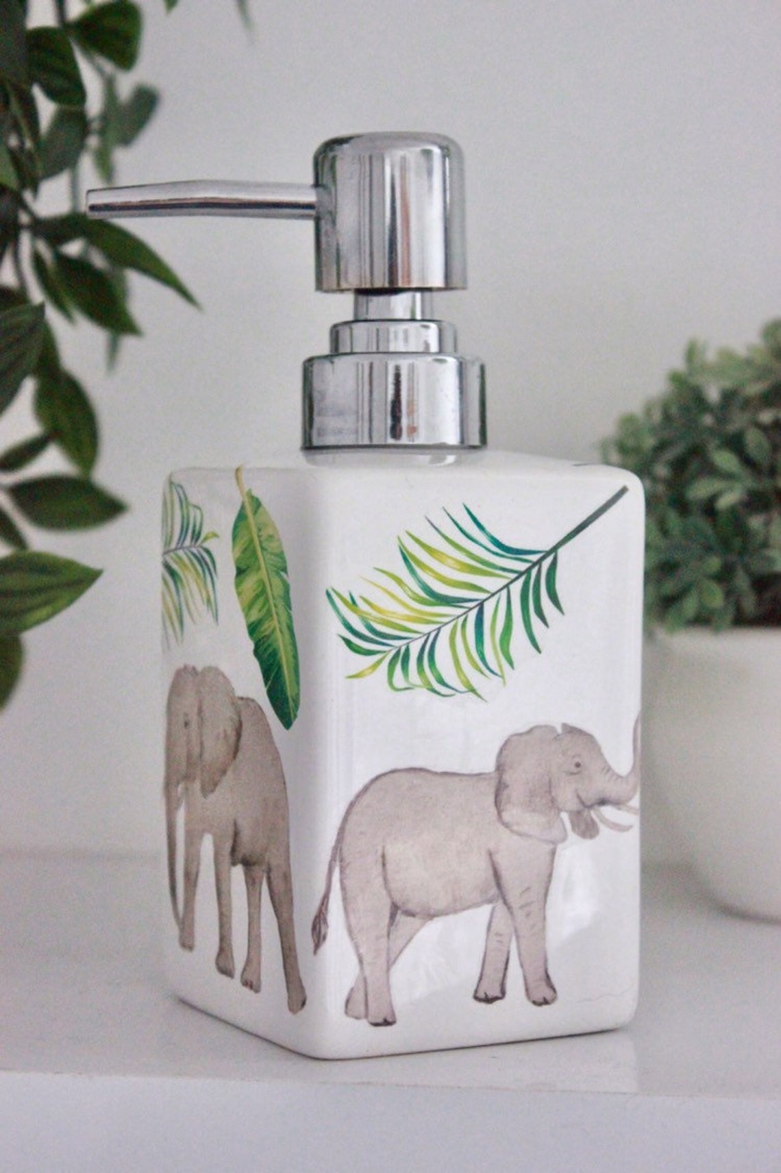 Elephant soap dispenser Elephant bathroom decor Safari soap Etsy