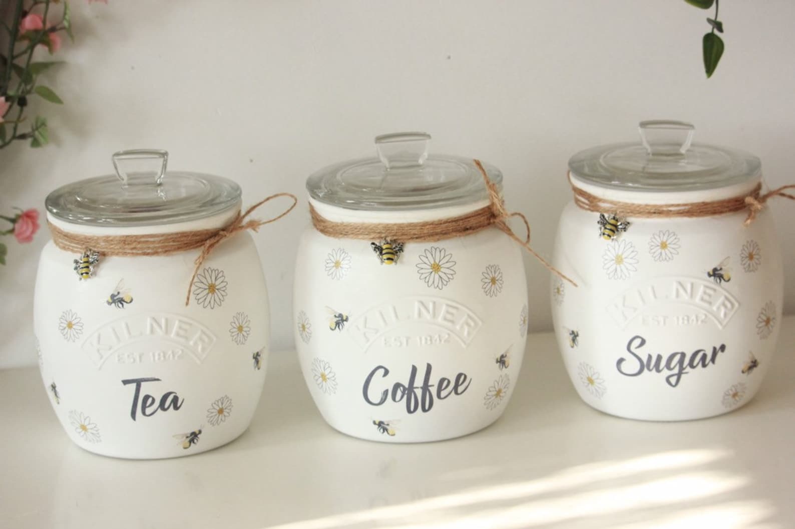Kilner Tea Coffee Sugar Canisters Kilner Kitchen Storage Etsy UK
