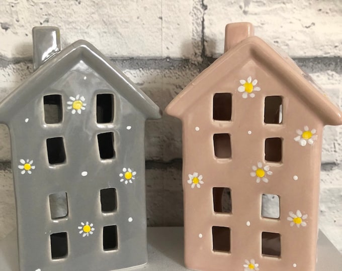 Tea Light House Ceramic Tea Light House Cottage Light Etsy