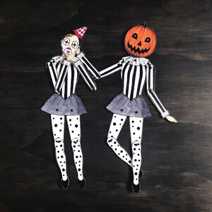 Printable Halloween Pumpkin Clown Circus Girl Paper Doll. Printable Paper Doll. DIY Paper Doll. image 2