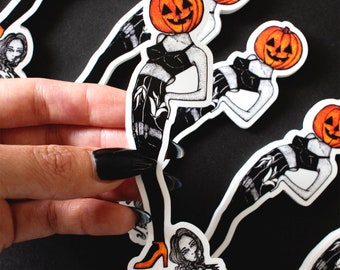 Pumpkin Head Halloween Vinyl Sticker