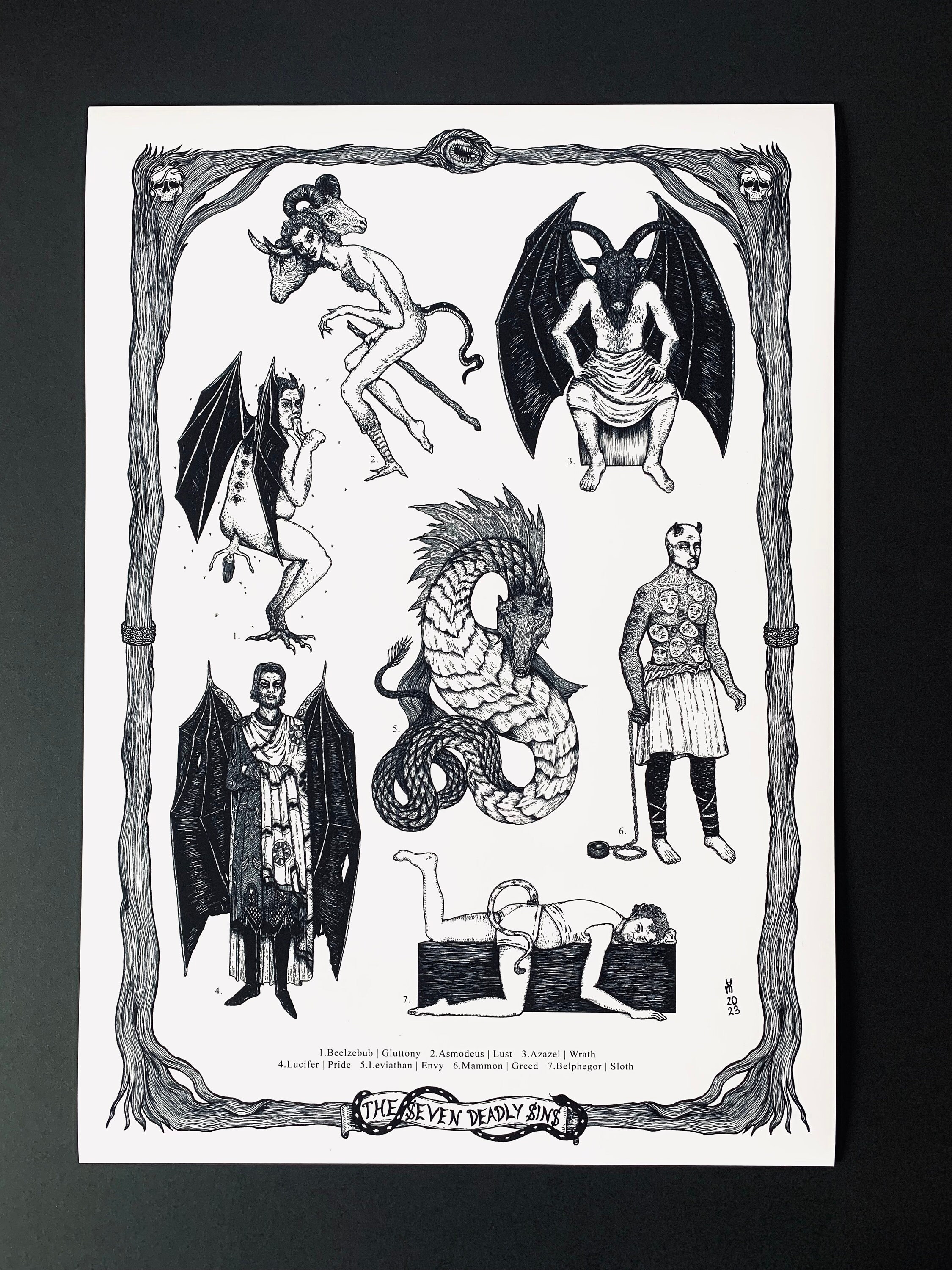 Demonology Seven Deadly Sins A3 Print - Etsy
