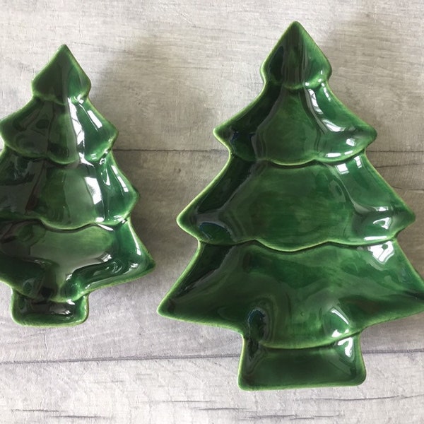 Handmade ceramic Christmas tree dish, plate, xmas tree shaped sweet dish, Christmas table decor