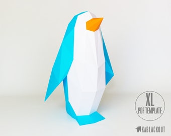 XL Penguin Template, Papercraft Penguin Pattern PDF, Low Poly Penguin Bird, DIY 3D Printable Penguin - Download