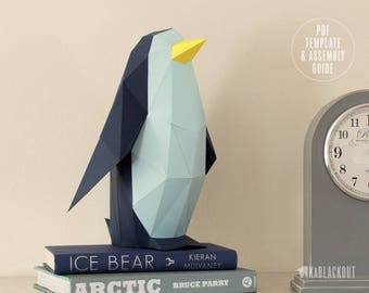 Penguin Papercraft Template, DIY Paper Penguin, Low Poly Penguin, Penguin Decor, Penguin Model, 3D Penguin Gift - PDF Printable Download