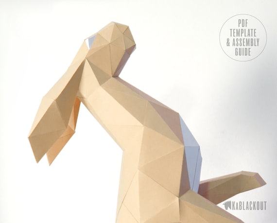 Hare Papercraft Template Papercraft Rabbit 3d Origami Hare Diy Rabbit Decor Spring Home Decor Moon Gazing Hare Pdf Download