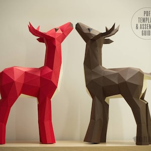 Deer Papercraft , Papercraft Deer, DIY Deer, Low Poly Deer, Deer Sculpture, Paper Deer, Woodland Deer Decor  - Printable PDF Template