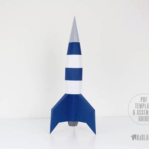 Papercraft Rocket Template, DIY Rocket, Low Poly Rocket, 3D Origami NASA Spaceship, Space Paper Craft, Desk Decor PDF Printable Download image 6