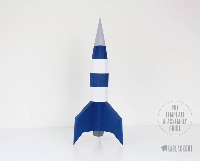 Papercraft Rocket Template, DIY Rocket, Low Poly Rocket, 3D Origami NASA Spaceship, Space Paper Craft, Desk Decor PDF Printable Download image 6