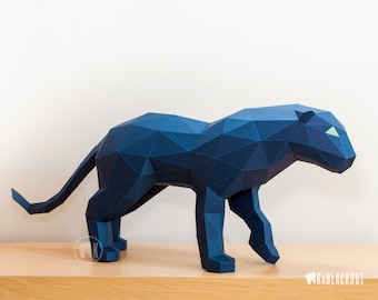 Panther Papercraft Template, Papercraft Panther, Polygonal Papercraft, DIY Paper Model Jaguar, 3D Polygon Papercraft - PDF Download