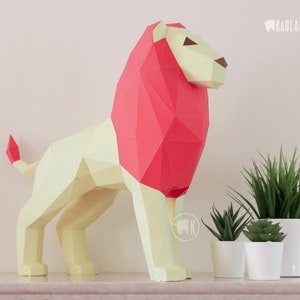 Lion Papercraft Template, Papercraft Lion, 3D Paper Lion, Polygonal Papercraft, DIY Paper Model, Printable Low Poly Lion PDF Download image 10