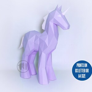 XL Unicorn Template, PDF Printable Unicorn Pattern, DIY Low Poly Papercraft Unicorn - Instant ...