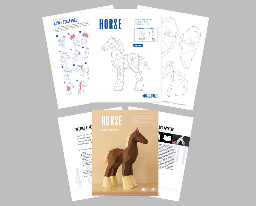 Papercraft Horse Template, DIY Horse Papercraft, Low Poly Horse Sculpture, Horse Decor, 3D Paper ...