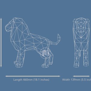 Lion Papercraft Template, Papercraft Lion, 3D Paper Lion, Polygonal Papercraft, DIY Paper Model, Printable Low Poly Lion PDF Download image 7