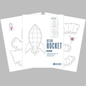 Rocket Papercraft Template, DIY Papercraft, 3D Rocket, Printable Space Prop, Low Poly Retro Rocket, NASA Rocket, Desk Decor Papercraft PDF image 6