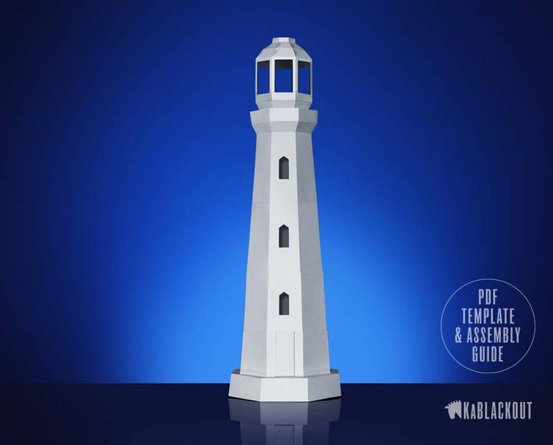 Lighthouse Papercraft, Low Poly Lighthouse Template, DIY Tea Light ...