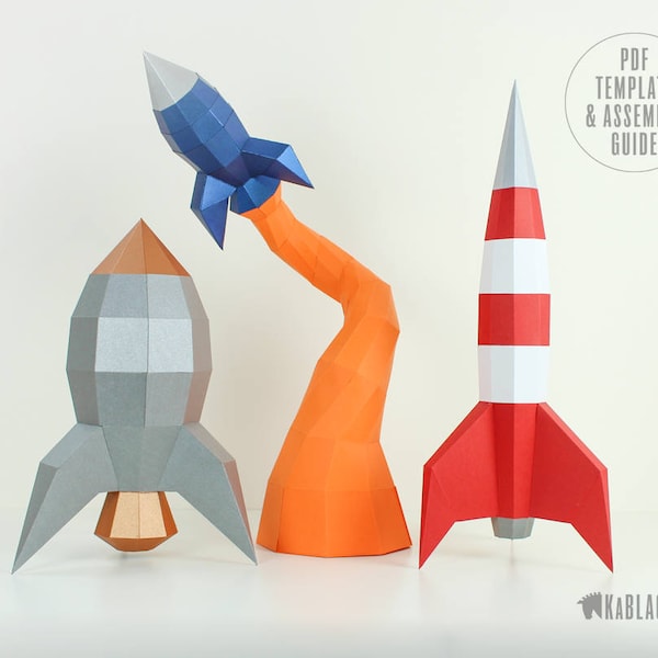 Rocket Papercraft Bundle Offer, Rocket Template Pack, DIY Paper Rocket Models, Lowpoly Papercrafts, Low Poly Rocket - PDF Printable Download