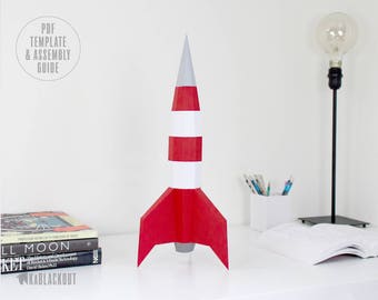 Papercraft Raketen Vorlage, DIY Rakete, Low Poly Rakete, 3D Origami NASA Raumschiff, Weltraum Papiermodell, Schreibtisch Dekoration - PDF Download zum ausdrucken