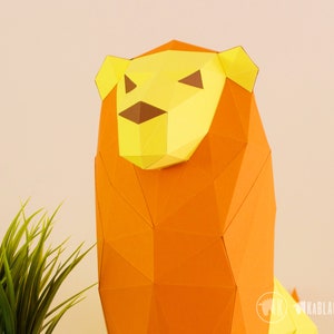 Lion Papercraft Template, Papercraft Lion, 3D Paper Lion, Polygonal Papercraft, DIY Paper Model, Printable Low Poly Lion PDF Download image 8