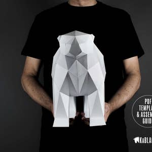 Polar Bear Papercraft, Papercraft Bear, Low Poly Polar Bear, DIY Polar Bear, Paper Bear Sculpture, DIY Bear Lowpoly PDF Printable Template image 5