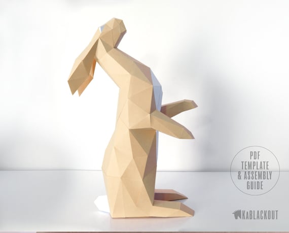 Hare Papercraft Template Papercraft Rabbit 3d Origami Hare Diy Rabbit Decor Spring Home Decor Moon Gazing Hare Pdf Download