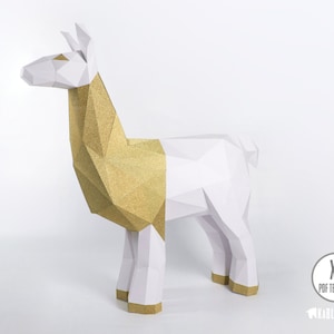 XL Llama Papercraft Template, PDF Printable Llama Pattern, DIY Low Poly Llama  -  Instant Download