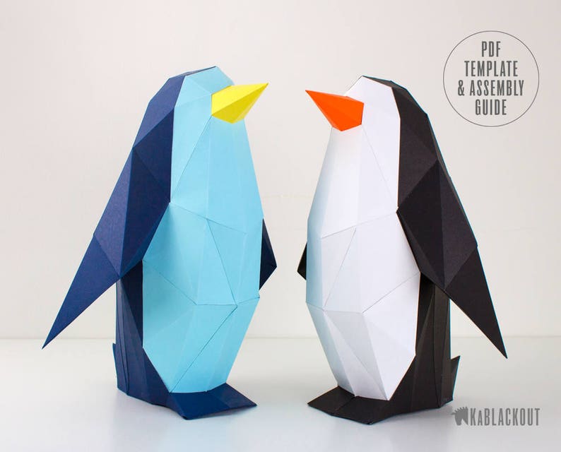 Penguin Papercraft Template DIY Paper Penguin Low Poly - Etsy
