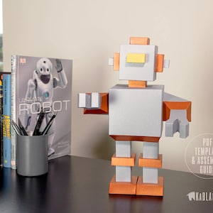 Robot de papel, plantilla de robot para hacer tú mismo, decoración de fiesta de robot, decoración de cumpleaños de robot, fiesta temática de robot, robot de papel, descarga de PDF imprimible