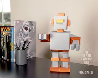 Steve Robot Wall Sculpture Pattern Papercraft DIY 