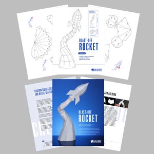 Low Poly Papercraft Rocket Paper Rocket Desk Decor Paper Craft Spaceship Blast Off Rocket Printable PDF Template Download image 6