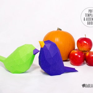 Papercraft Bird Template, Bird Papercraft, Halloween Papercraft Template,  3D Low Poly Bird, DIY Wedding Idea, Baby Shower, PDF Download
