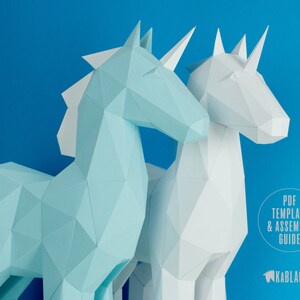 Papercraft Unicorn Template, DIY Unicorn Papercraft, Low Poly Unicorn ...