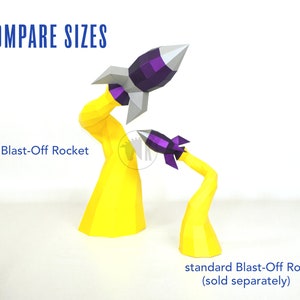 DIY Low Poly Papercraft Rocket Template, Low Poly Papercraft Rocket Sculpture, Make Your Own Rocket, Papercraft 3D Space Party Decoration image 2