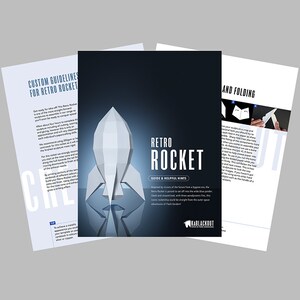 Rocket Papercraft Template, DIY Papercraft, 3D Rocket, Printable Space Prop, Low Poly Retro Rocket, NASA Rocket, Desk Decor Papercraft PDF image 5