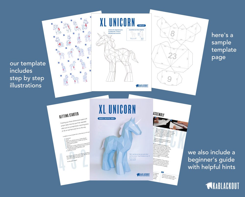 XL Unicorn Template PDF Printable Unicorn Pattern DIY Low - Etsy UK
