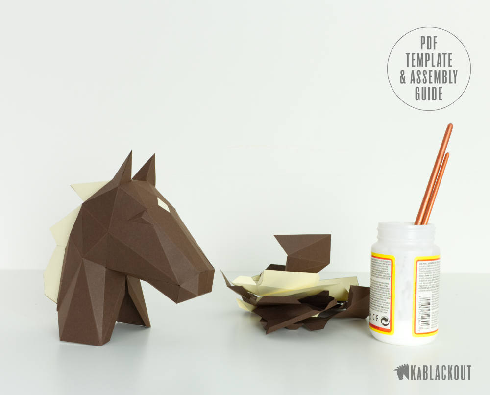 Papercraft Horse Template, DIY Horse Papercraft, Low Poly Horse Sculpture, Horse Decor, 3D Paper ...
