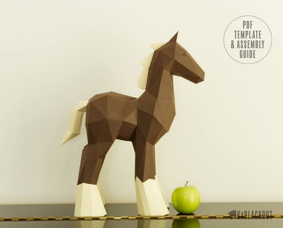 Papercraft Horse Template Diy Horse Papercraft Diy Pony Papercraft Low Poly Horse 3d Paper Horse