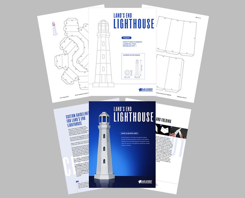 Lighthouse Papercraft, Low Poly Lighthouse Template, DIY Tea Light ...