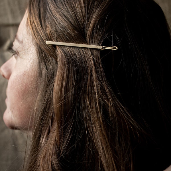 Solid brass hair clip , / Minimal brass hair accessoirises , / wedding Hair