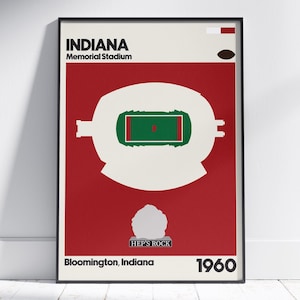 Indiana University Memorial Stadium Art Print, Bloomington, Football, Hoosiers, Wall Decor, Dorm Art, College Bauhaus Inspired Poster Print