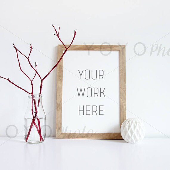 Frame Photo Empty A4 Wood Frame Mockup Frame With