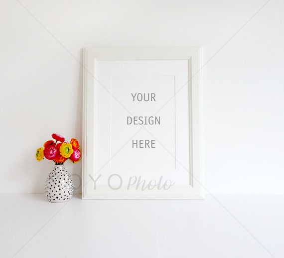 Frame Mockup White Frame And Vase Mockup Lifestyle Etsy
