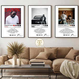 Kendrick Lamar Album Cover Poster, Set of 3 Vinyl Digital Print, Rap Hip Hop Music Wall Art, Aesthetic Printable Home Decor, Gift for Men A3
