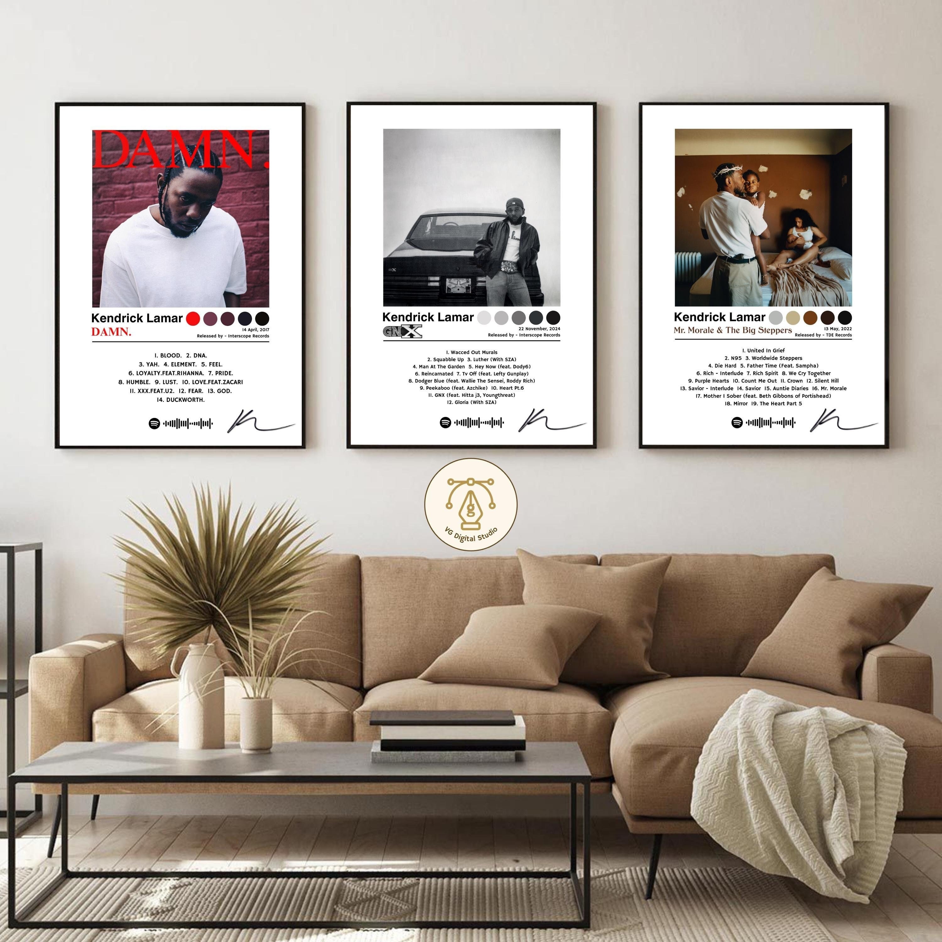 Kendrick Lamar Album Cover Poster, Set of 3 Vinyl Digital Print
