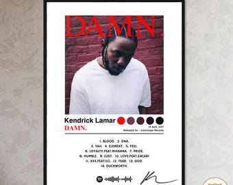 Kendrick Lamar Damn Album Cover Poster, Vinyl Digital Print, Rap Hip Hop Music Wall Art, Aesthetic Printable Home Decor, Gift for Men, A3